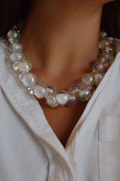 Grand Bubble Necklace- Shimmer White