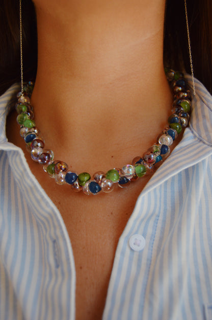 Bubble Glass Necklace- Berry Mix