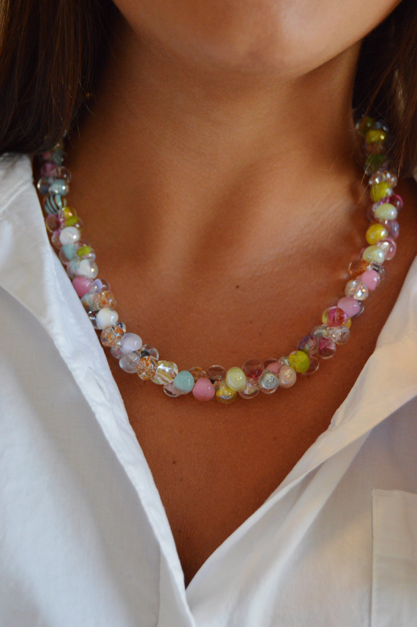 Rainbow Bubble Glass Necklace- Sweet Tart