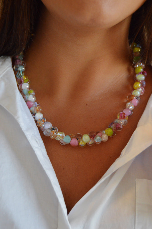 Rainbow Bubble Glass Necklace- Sweet Tart