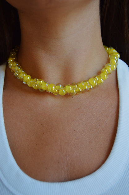 Bubble Glass Necklace- Shimmer Lemon
