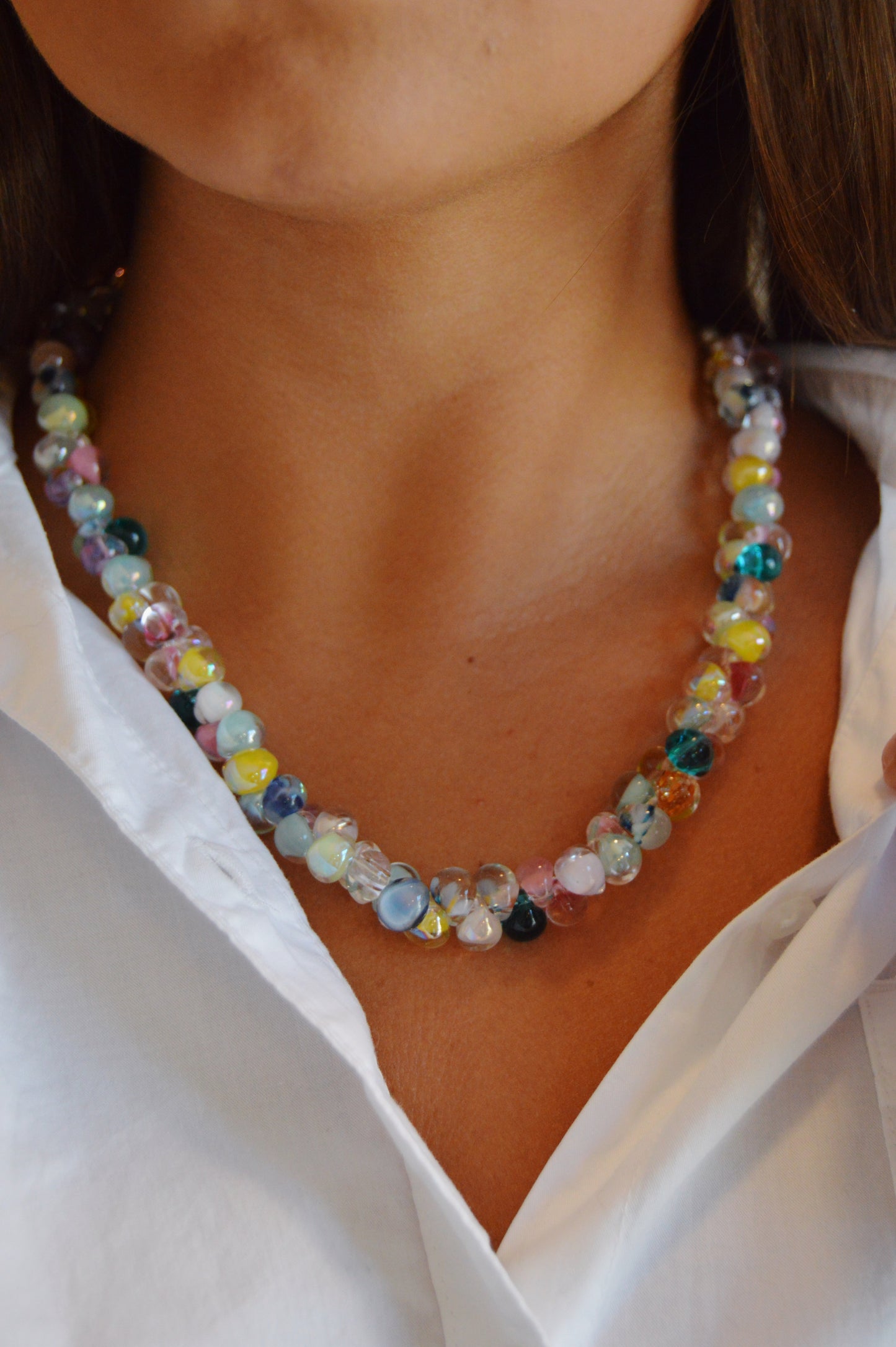 Rainbow Bubble Glass Necklace- Twist