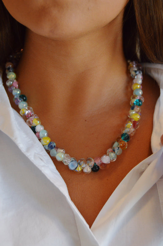 Rainbow Bubble Glass Necklace- Twist