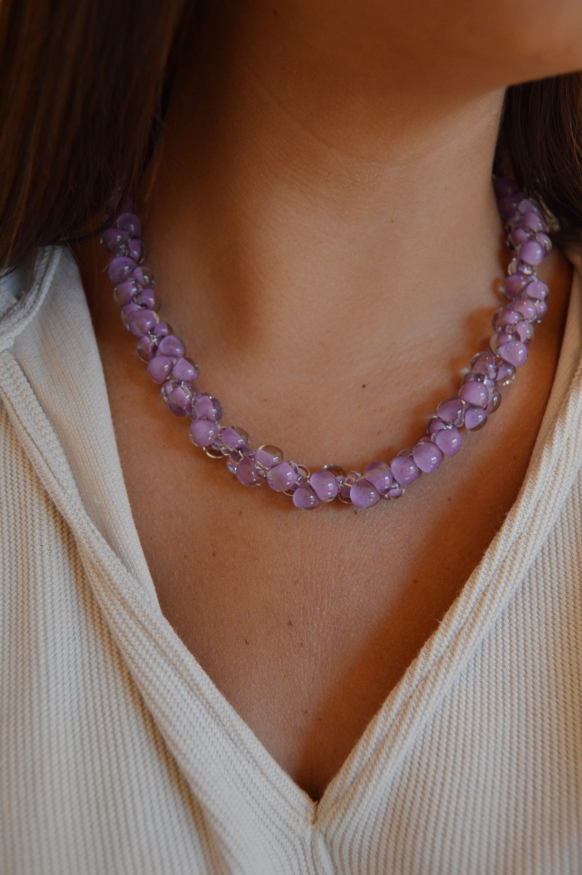Bubble Glass Necklace- Purple