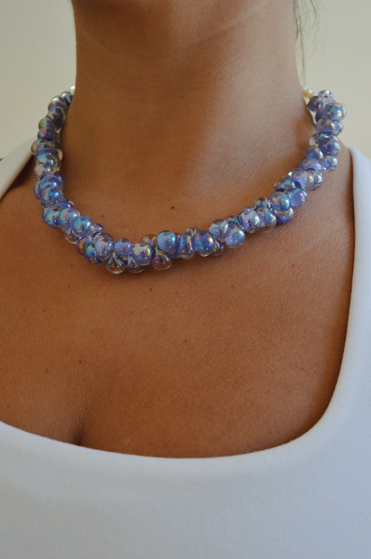 Bubble Glass Necklace- Shimmer Purple