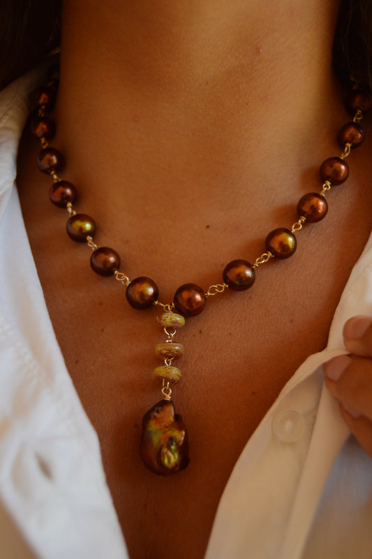 Chocolate Pearl Baroque Drop Layer
