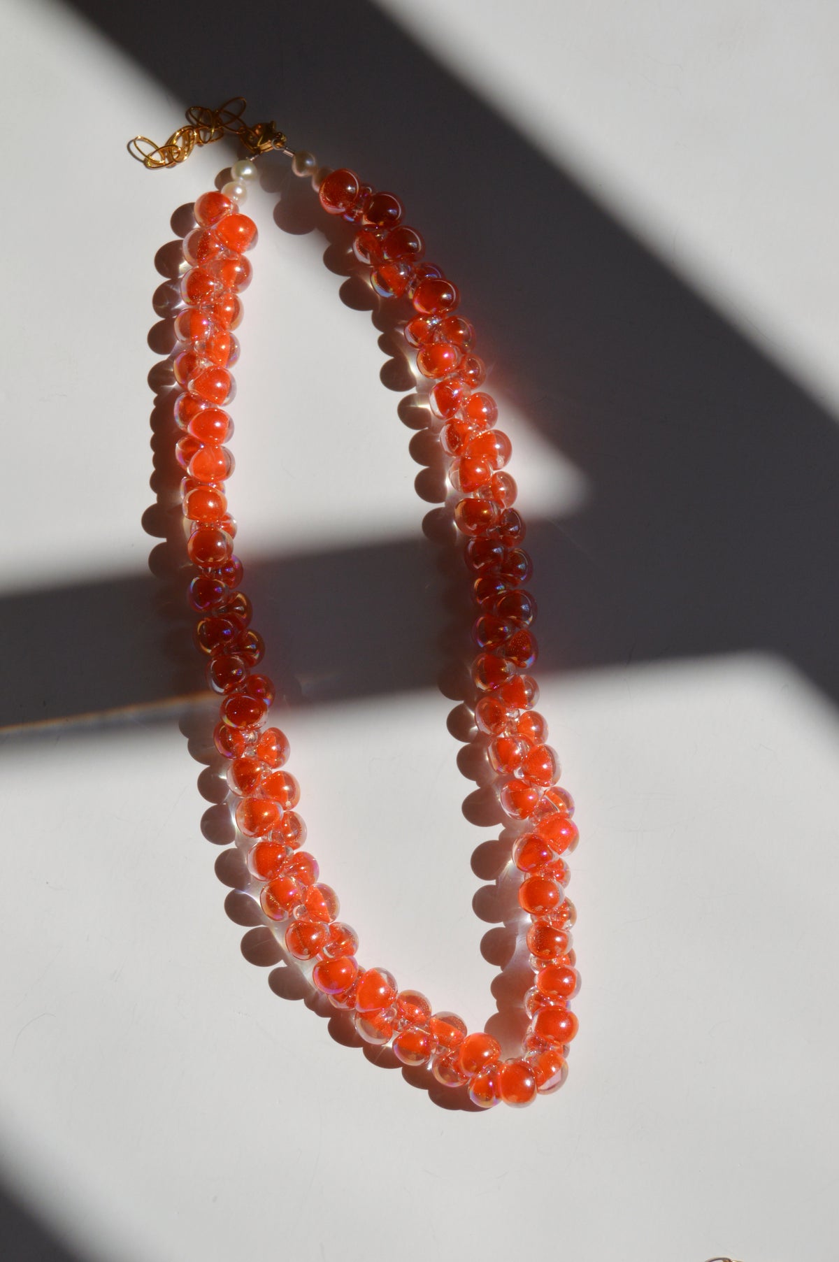 Bubble Glass Necklace- Electric Orange
