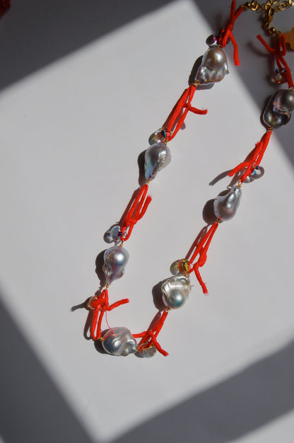 Silk and Pearl Layer- Red