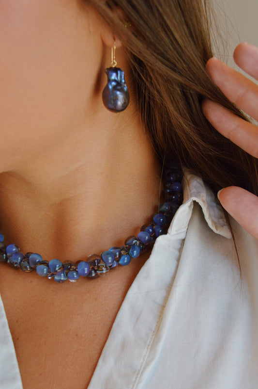 Baroque Pearl Drops- Navy