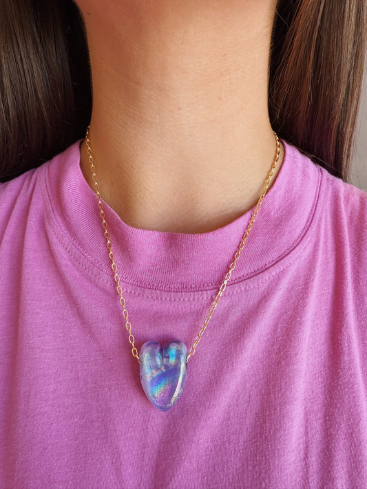 Extra Large Glass Heart Necklace