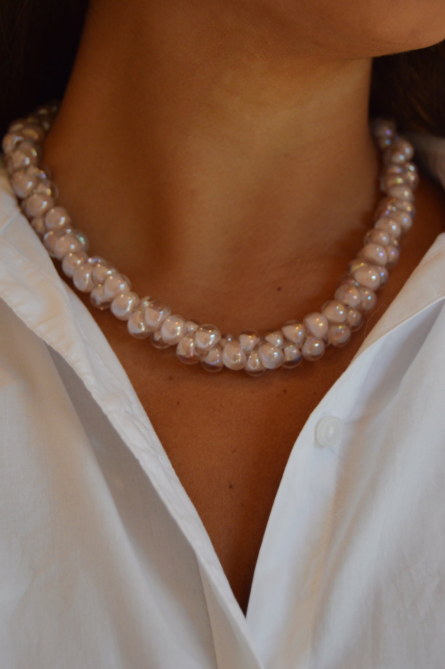 Bubble Glass Necklace- Shimmer Nude