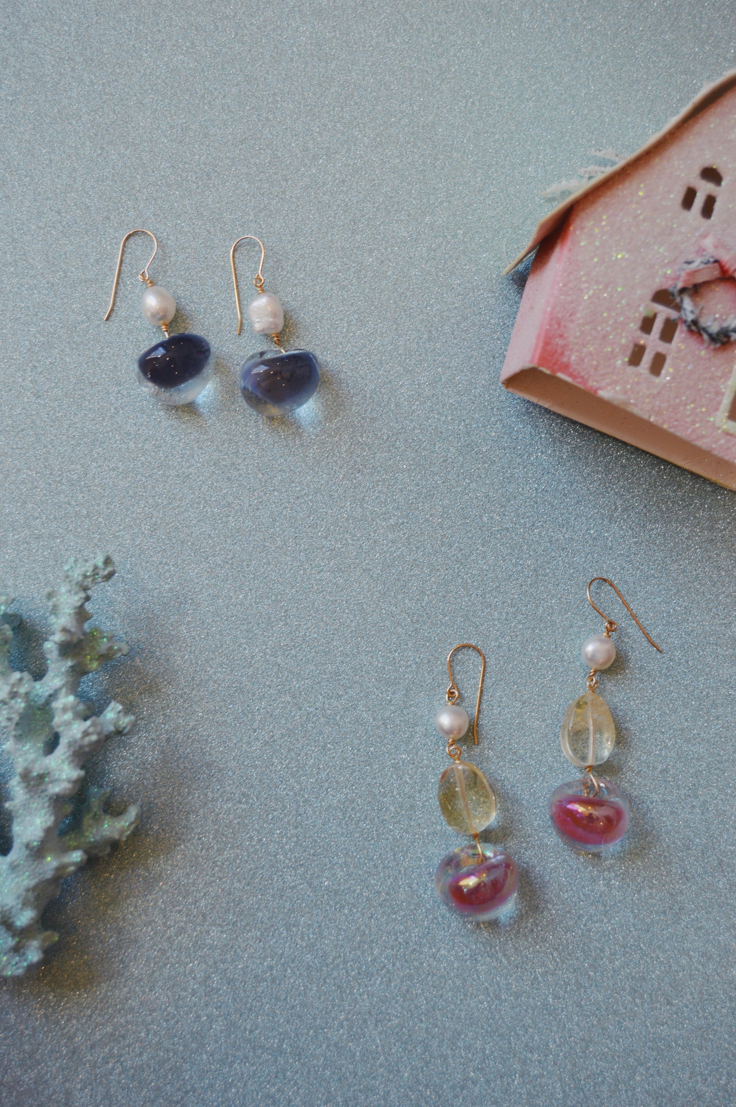 Grand Bubble Gemstone Drops- Shimmer Pink