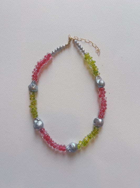 Pink + Lime Sunset Necklace