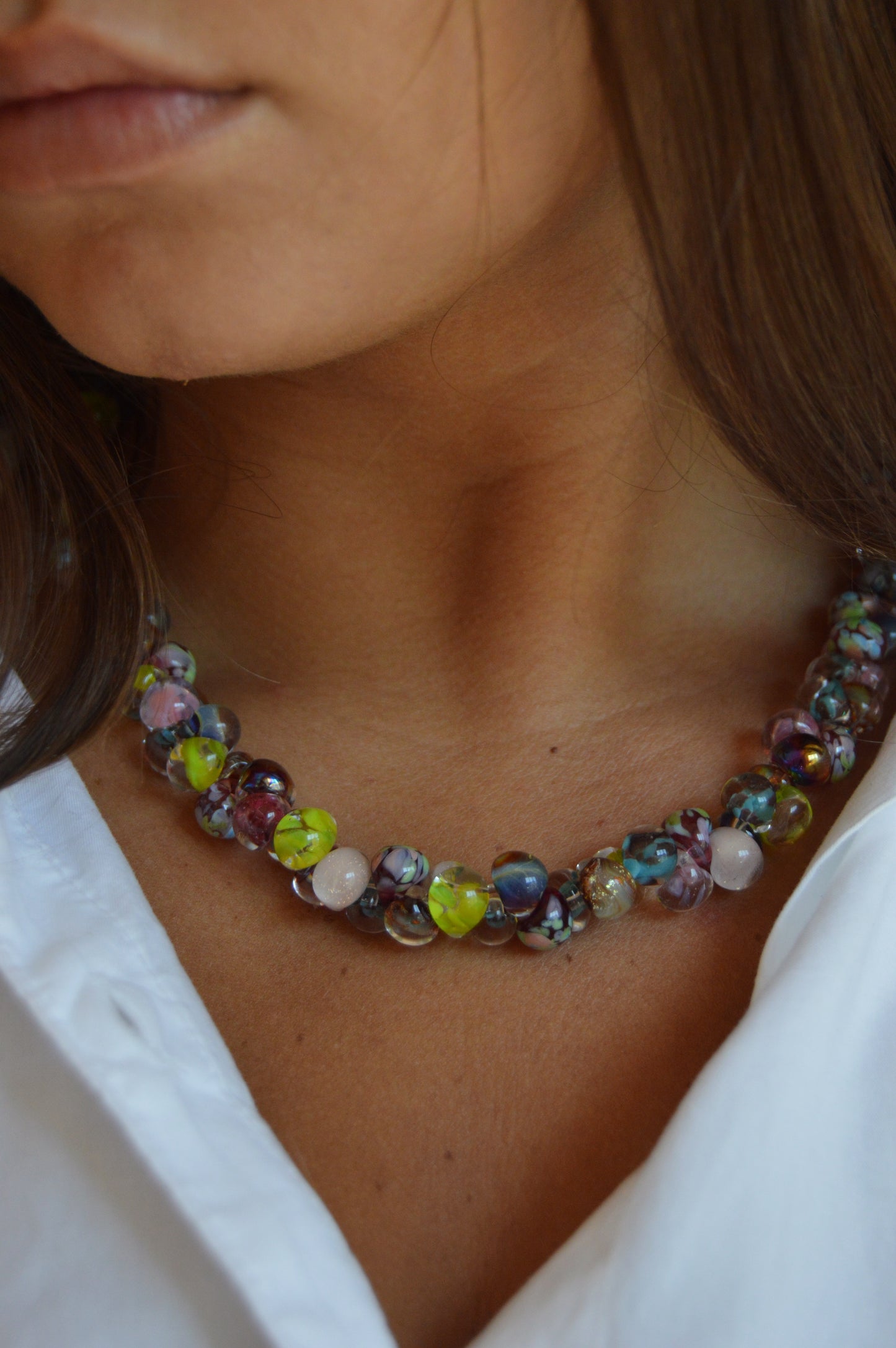 Bubble Glass Necklace - Fall Mix