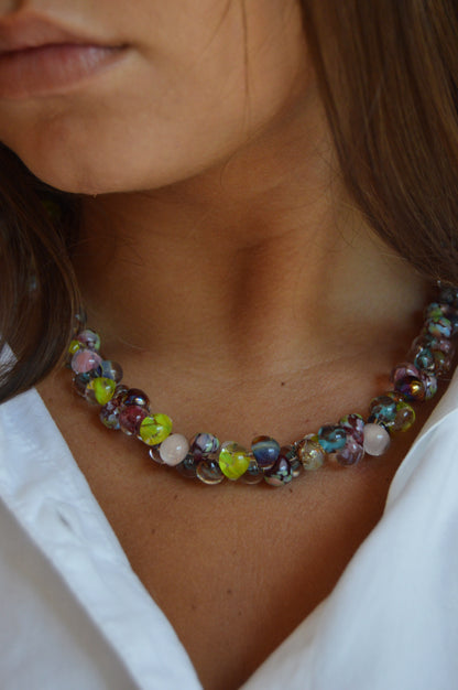 Bubble Glass Necklace - Fall Mix