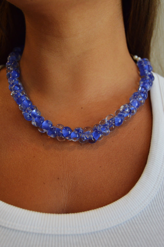 Bubble Glass Necklace- Electric Cobalt