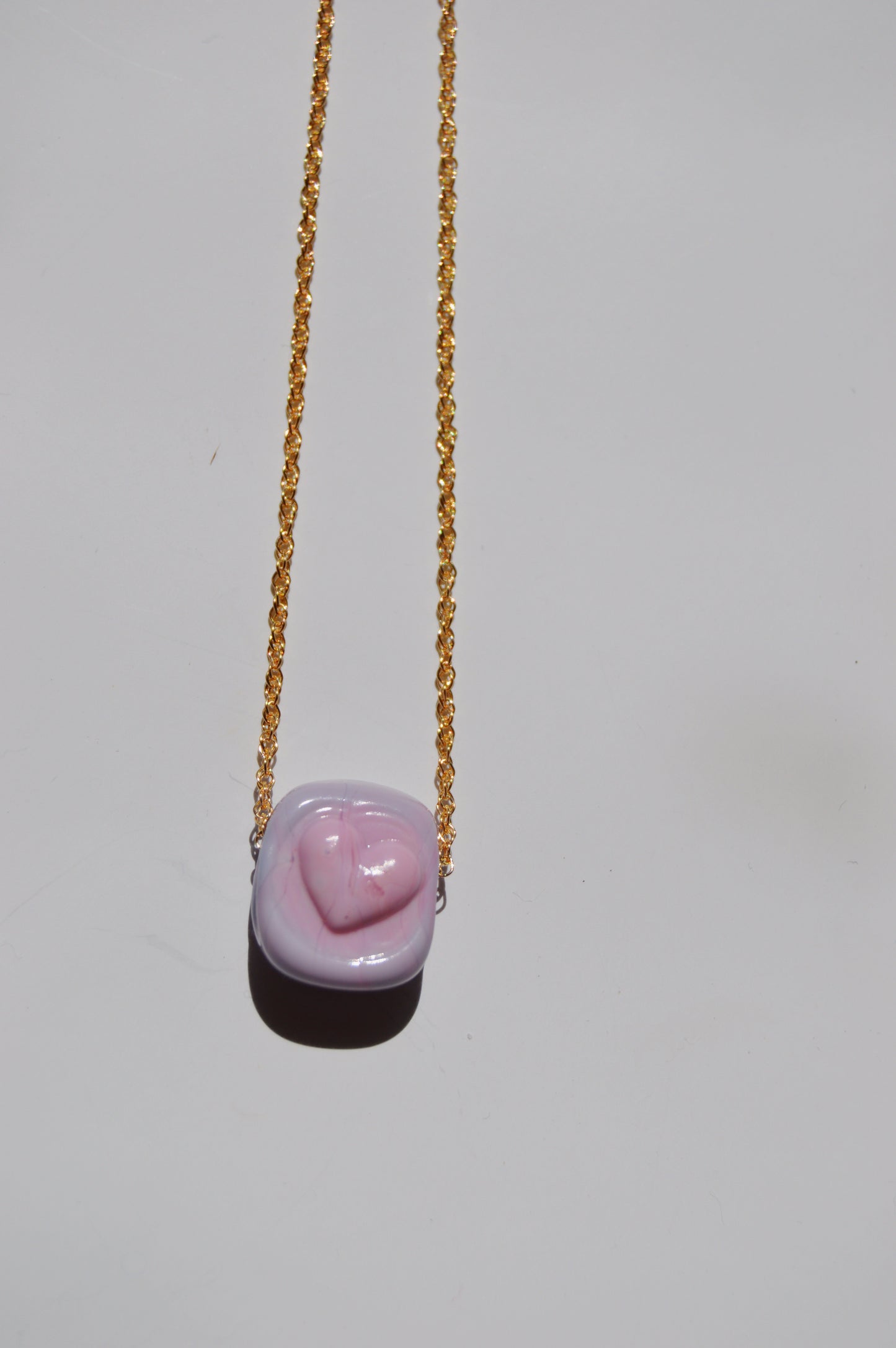 Glass Heart Stamp Necklace
