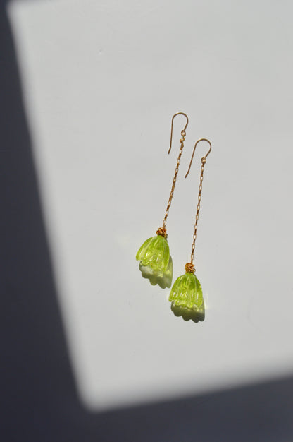 Super Sale Glass Tulip Earrings- Greens