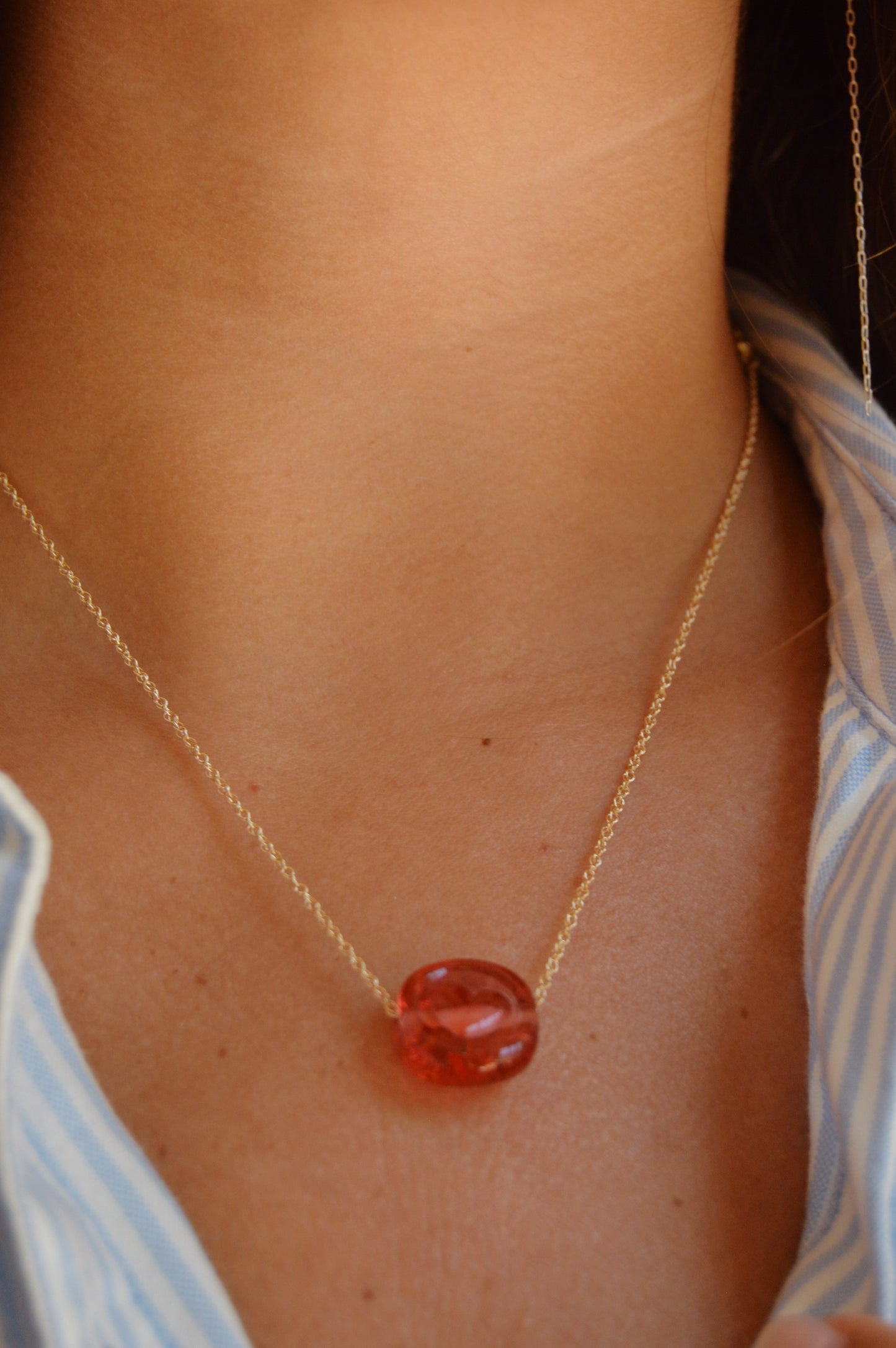 Glass Heart Stamp Necklace