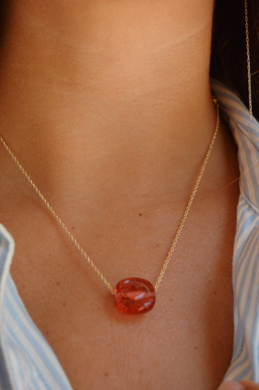Glass Heart Stamp Necklace