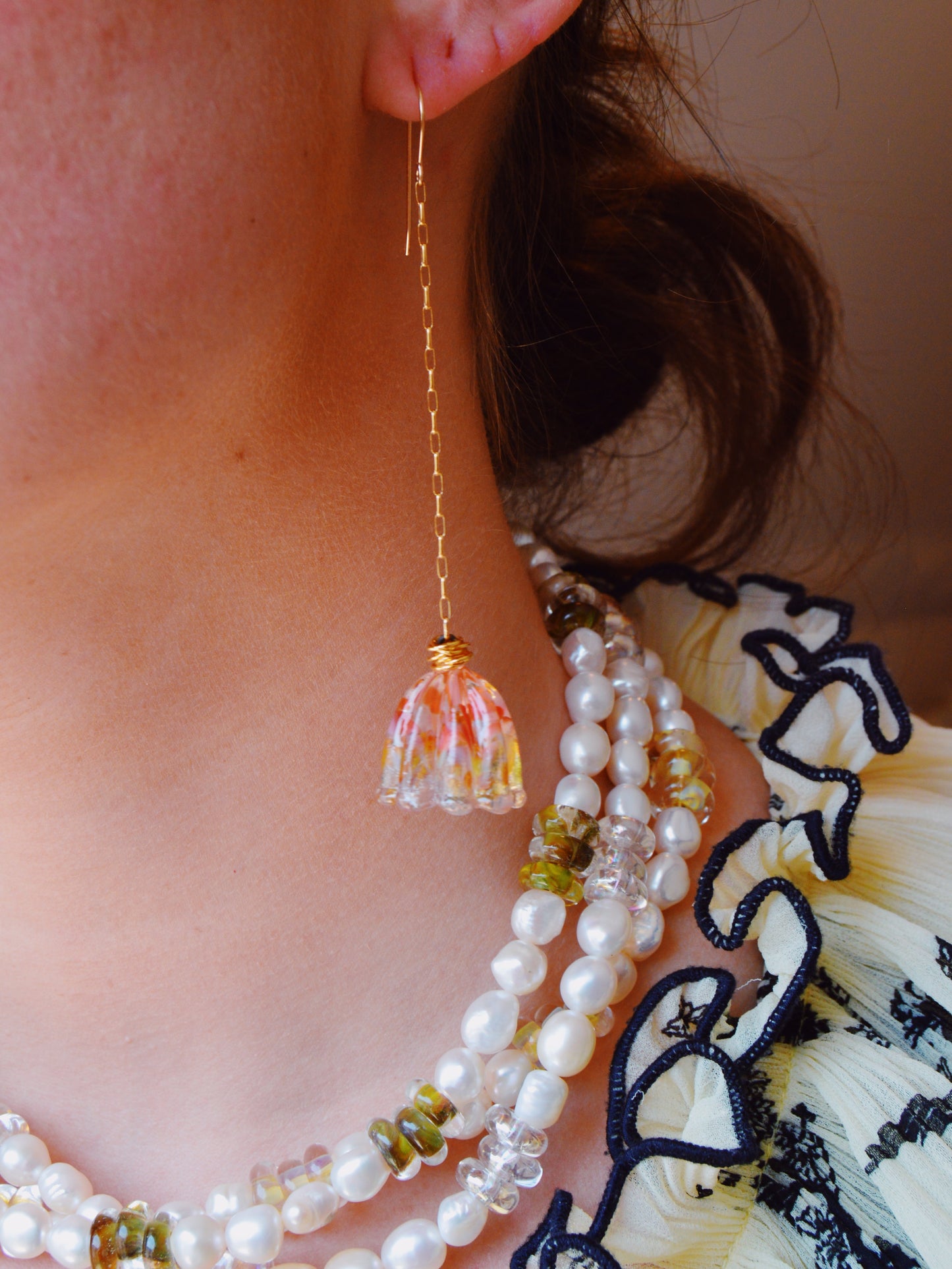 Glass Tulip Drops - Speckled Orange