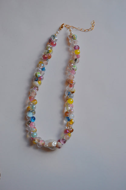 Rainbow Bubble Glass Necklace- Doodle