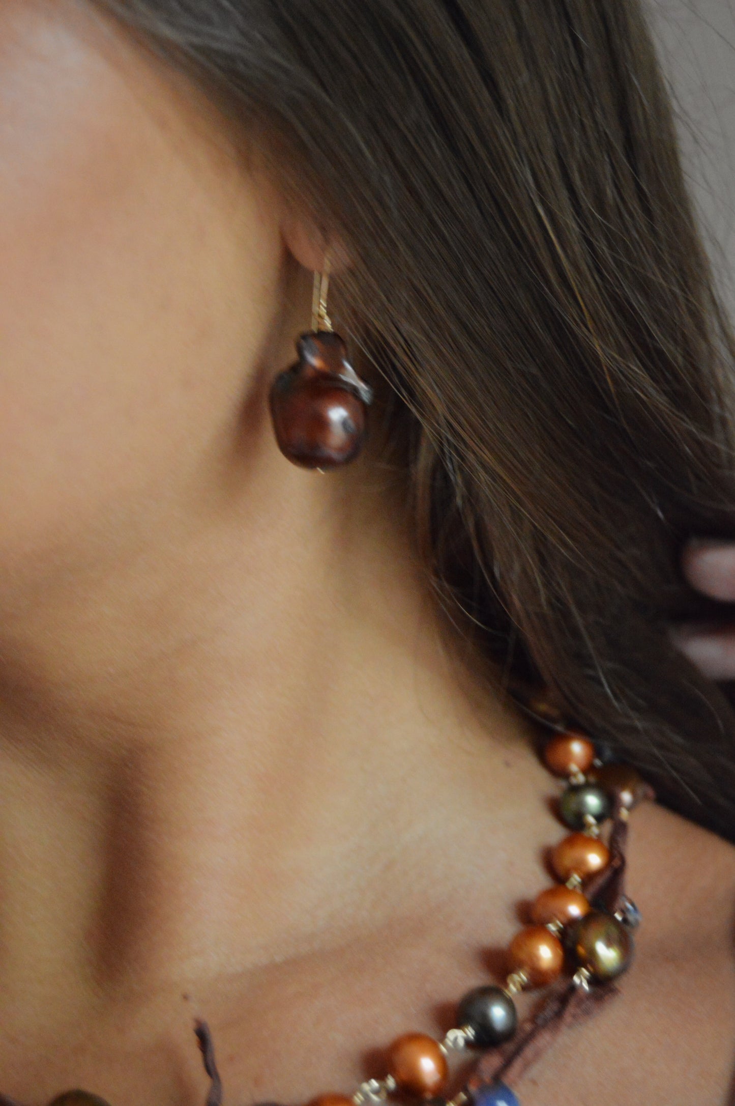Chocolate Baroque Pearl Drops