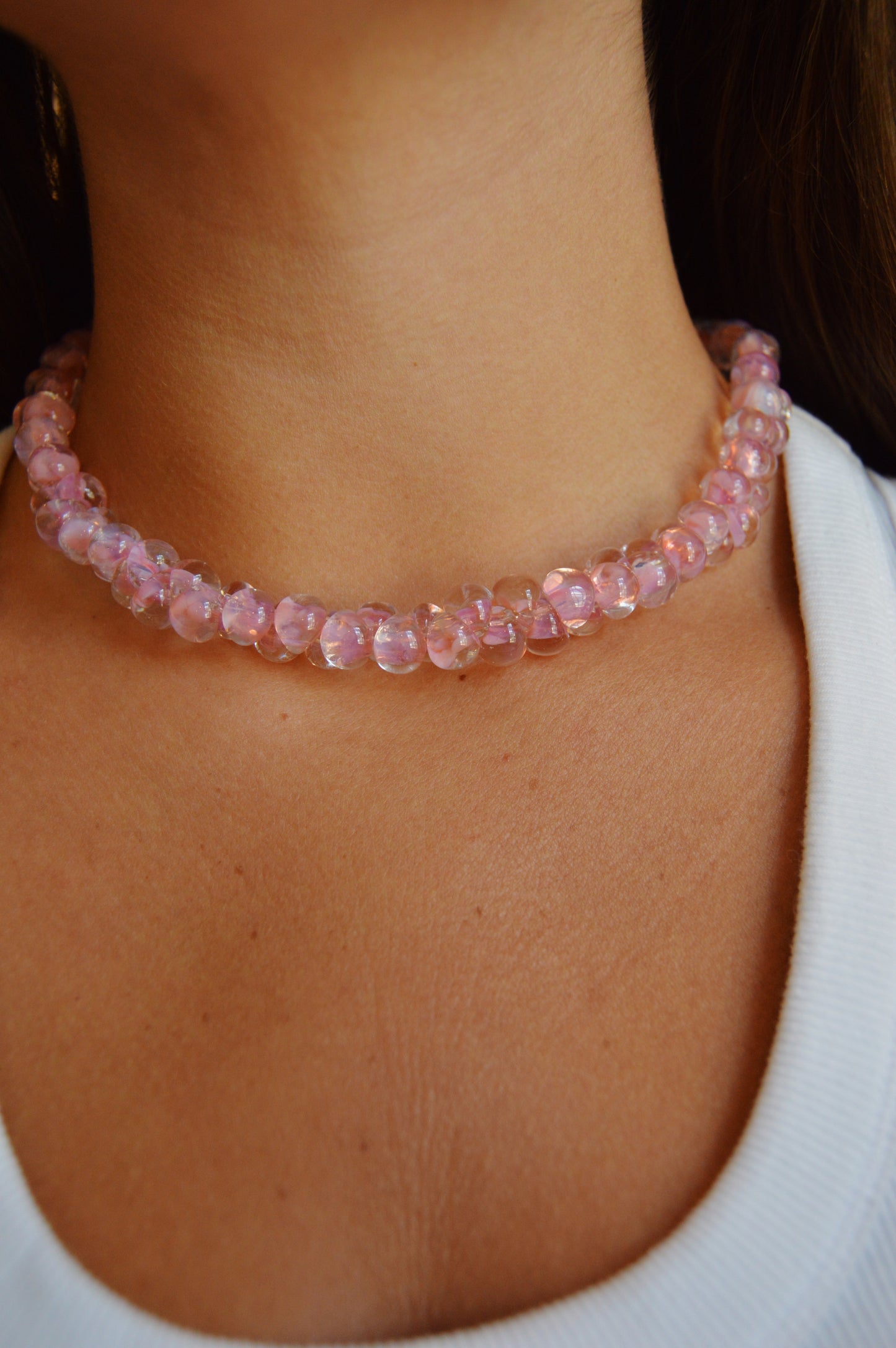 Bubble Glass Necklace- Peony