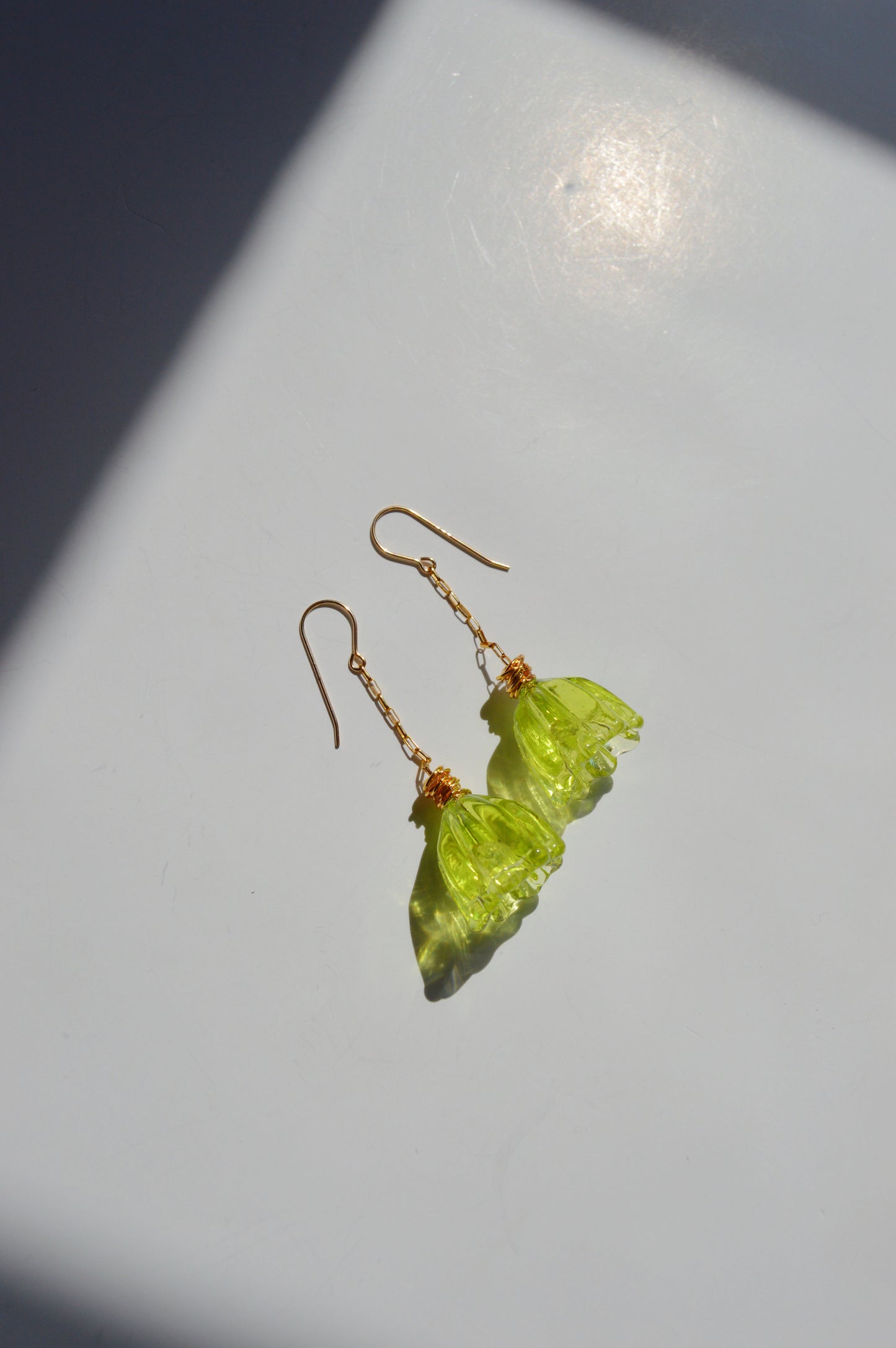 Super Sale Glass Tulip Earrings- Greens