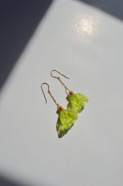 Super Sale Glass Tulip Earrings- Greens