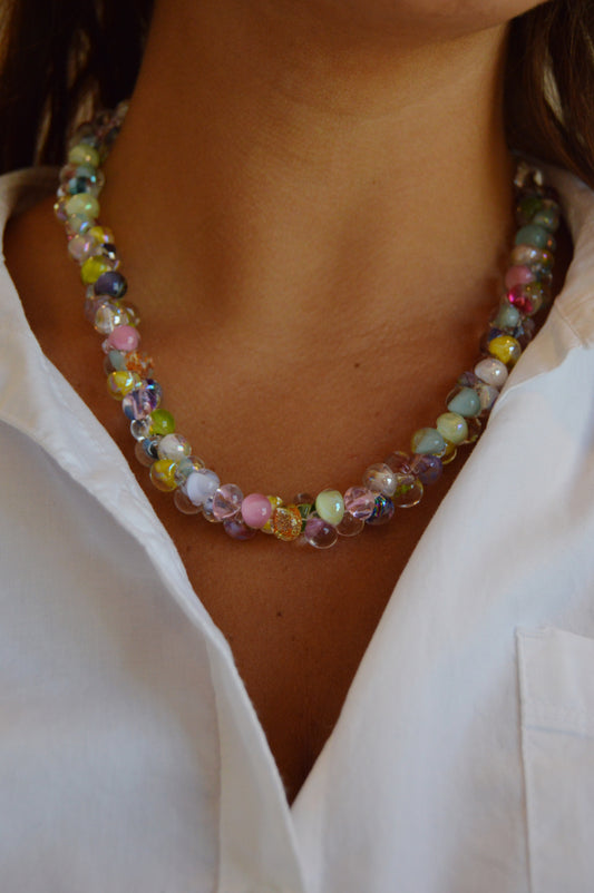 Rainbow Bubble Glass Necklace- Swirl