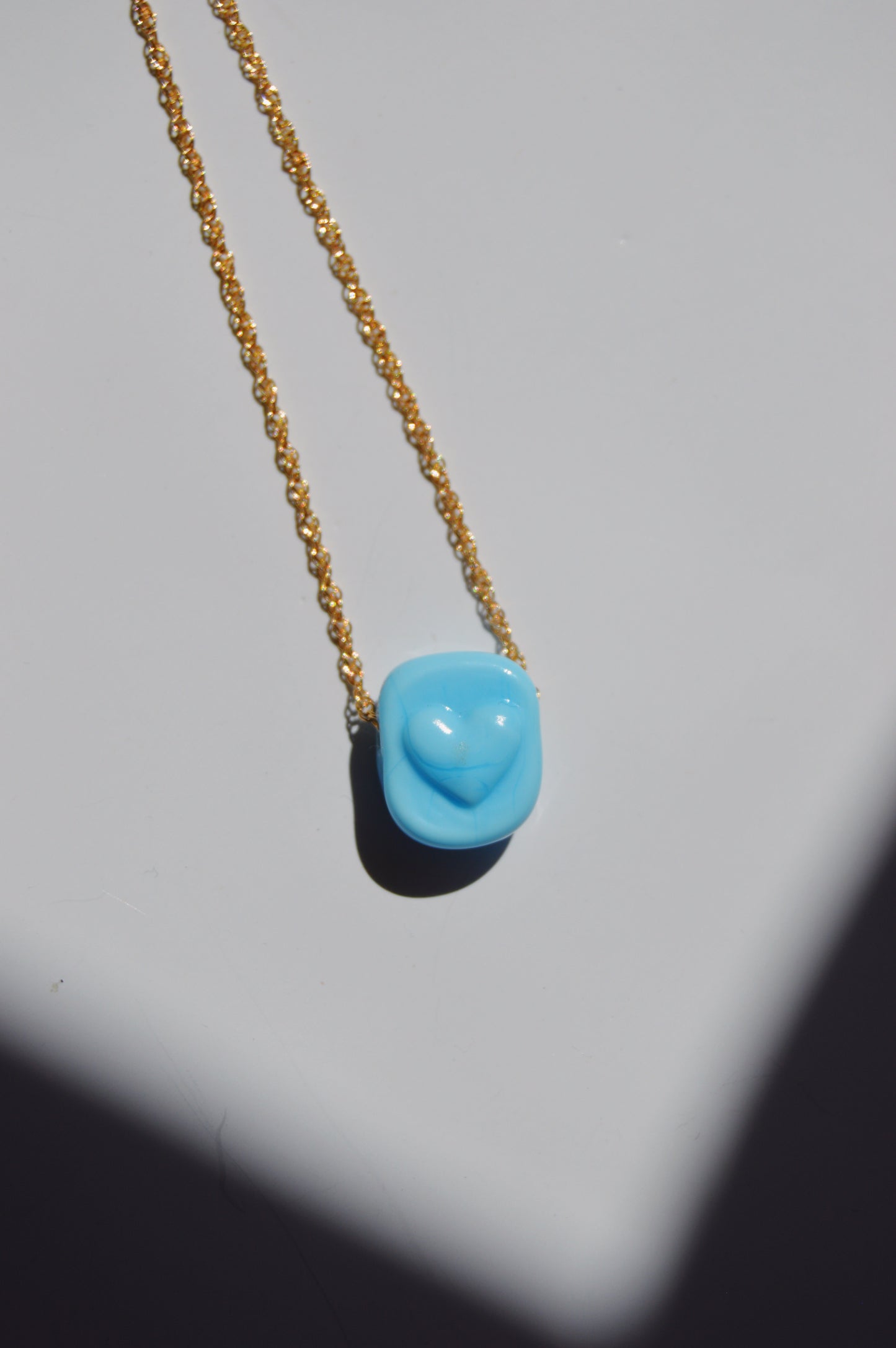 Glass Heart Stamp Necklace