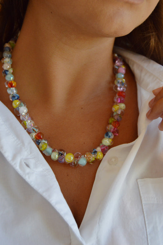 Rainbow Bubble Glass Necklace- Jelly