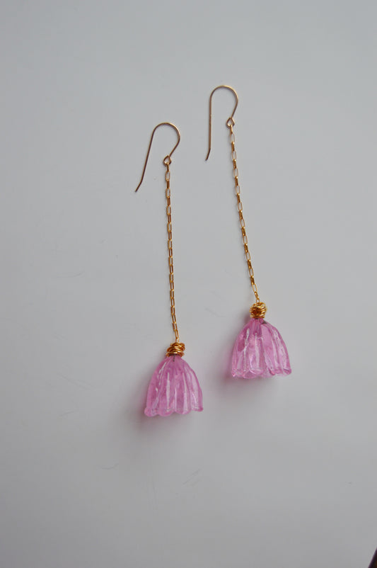 Super Sale Glass Tulip Earrings- Pinks