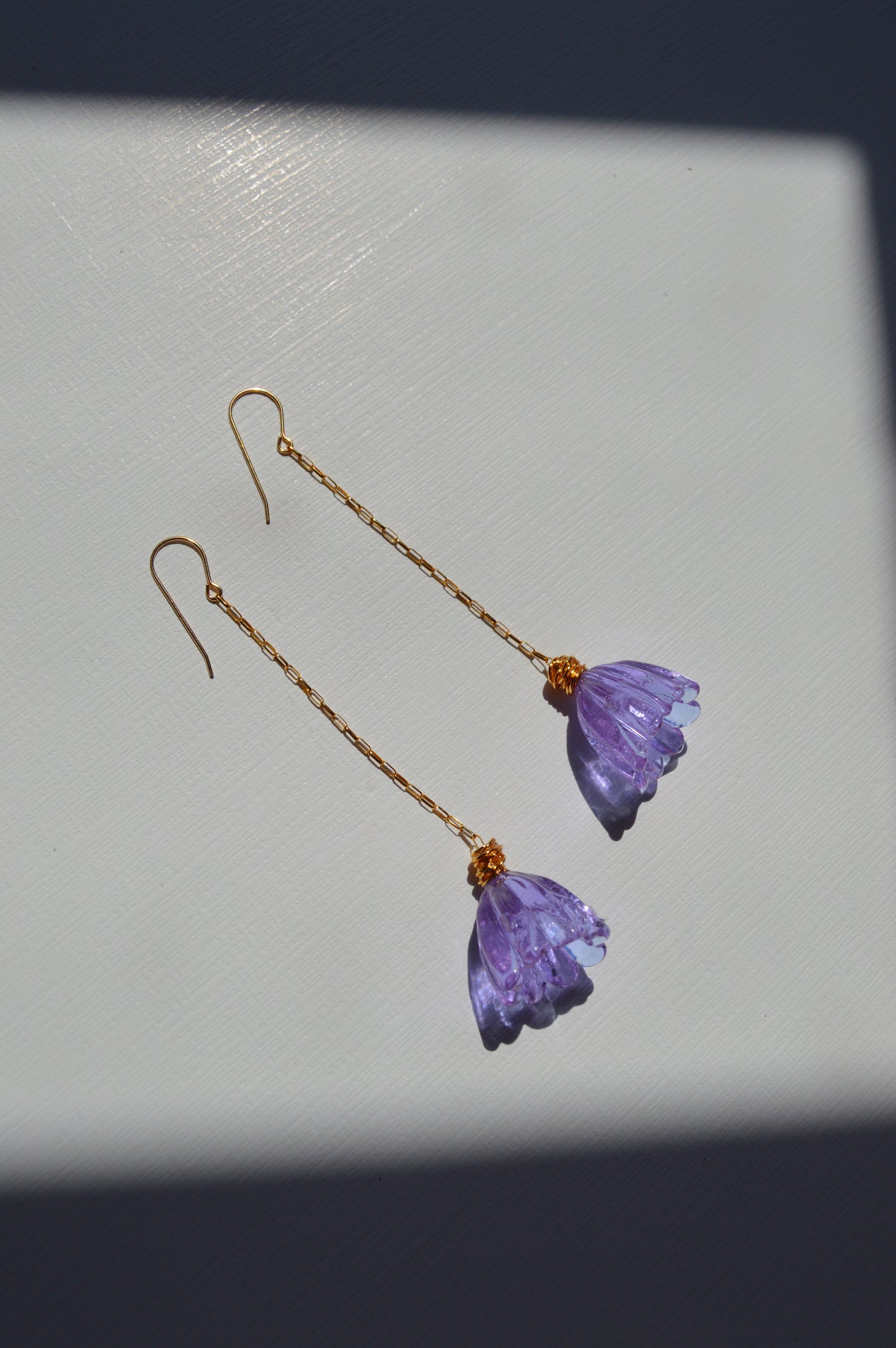 Super Sale Glass Tulip Earrings- Purples