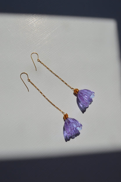 Super Sale Glass Tulip Earrings- Purples