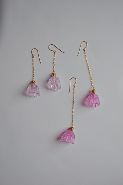 Super Sale Glass Tulip Earrings- Pinks