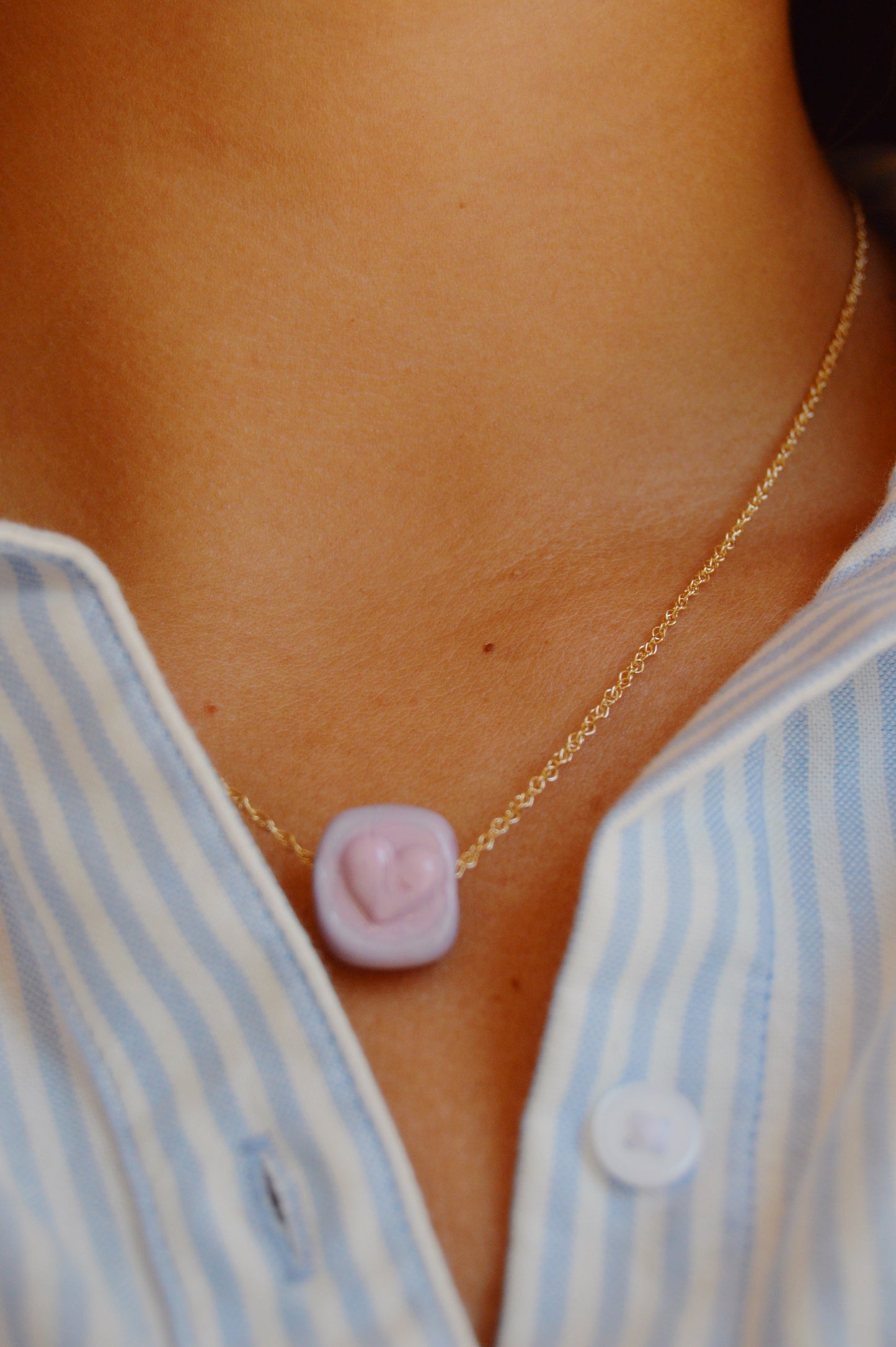 Glass Heart Stamp Necklace