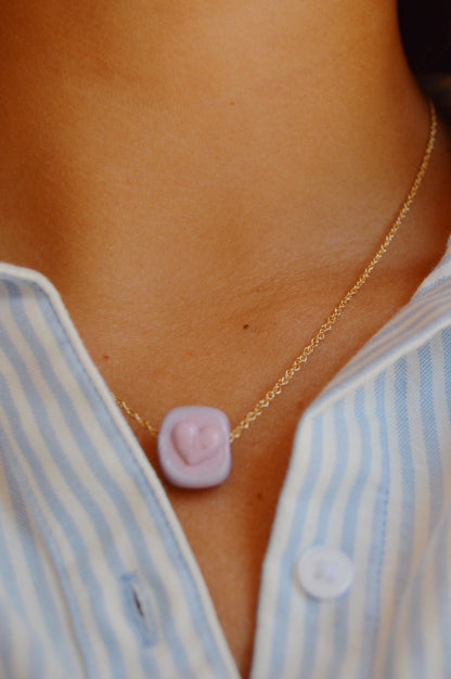 Glass Heart Stamp Necklace