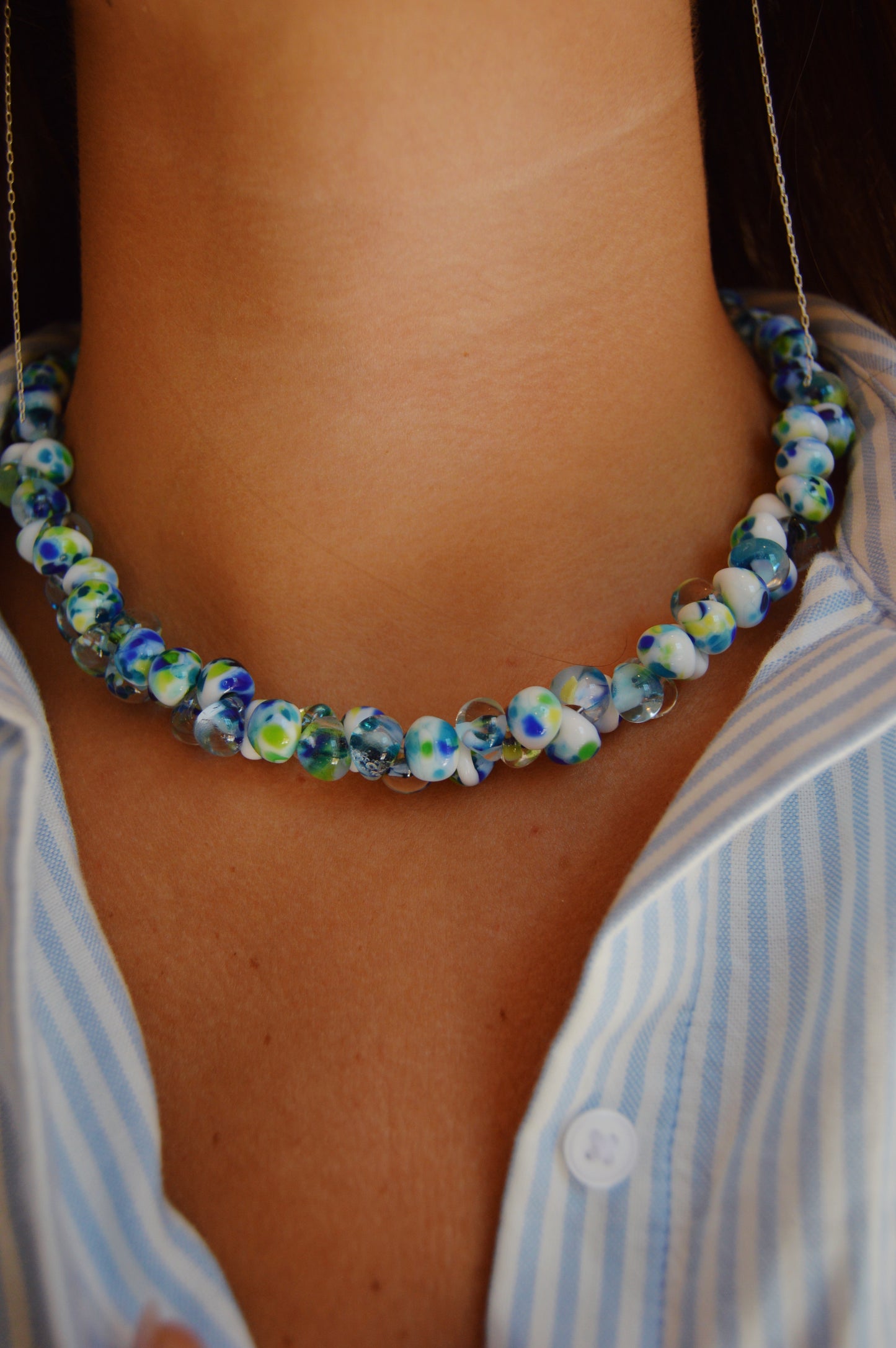 Bubble Glass Necklace- Earth