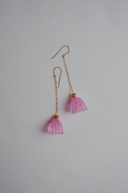 Super Sale Glass Tulip Earrings- Pinks