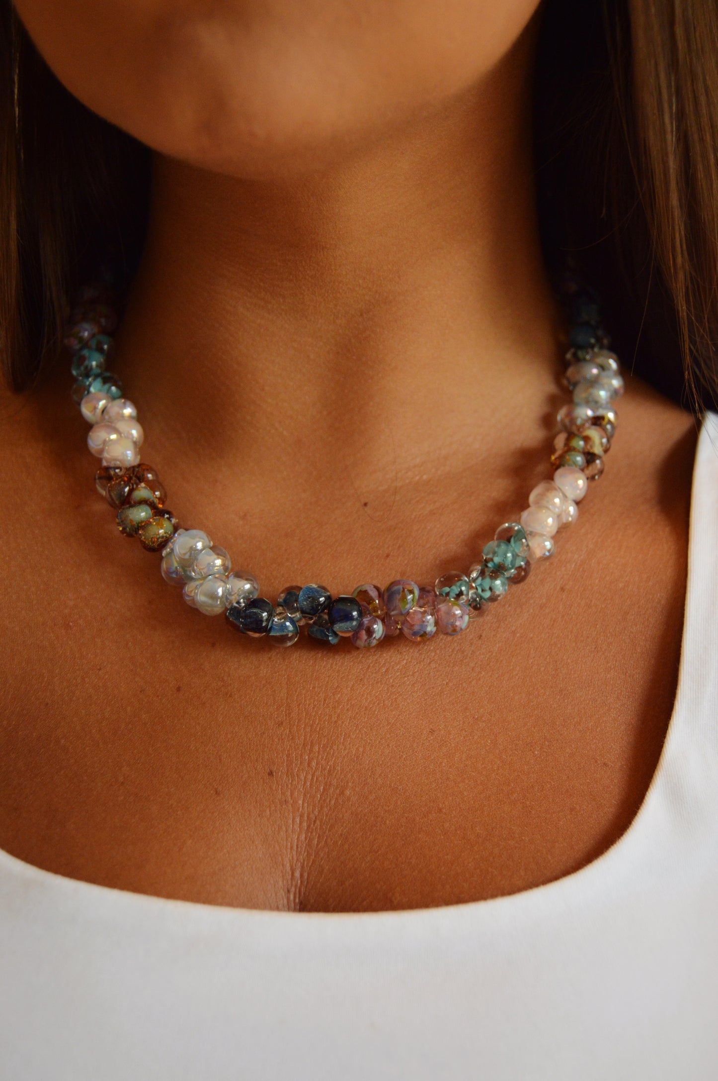 Bubble Glass Necklace- Fall Colorblock
