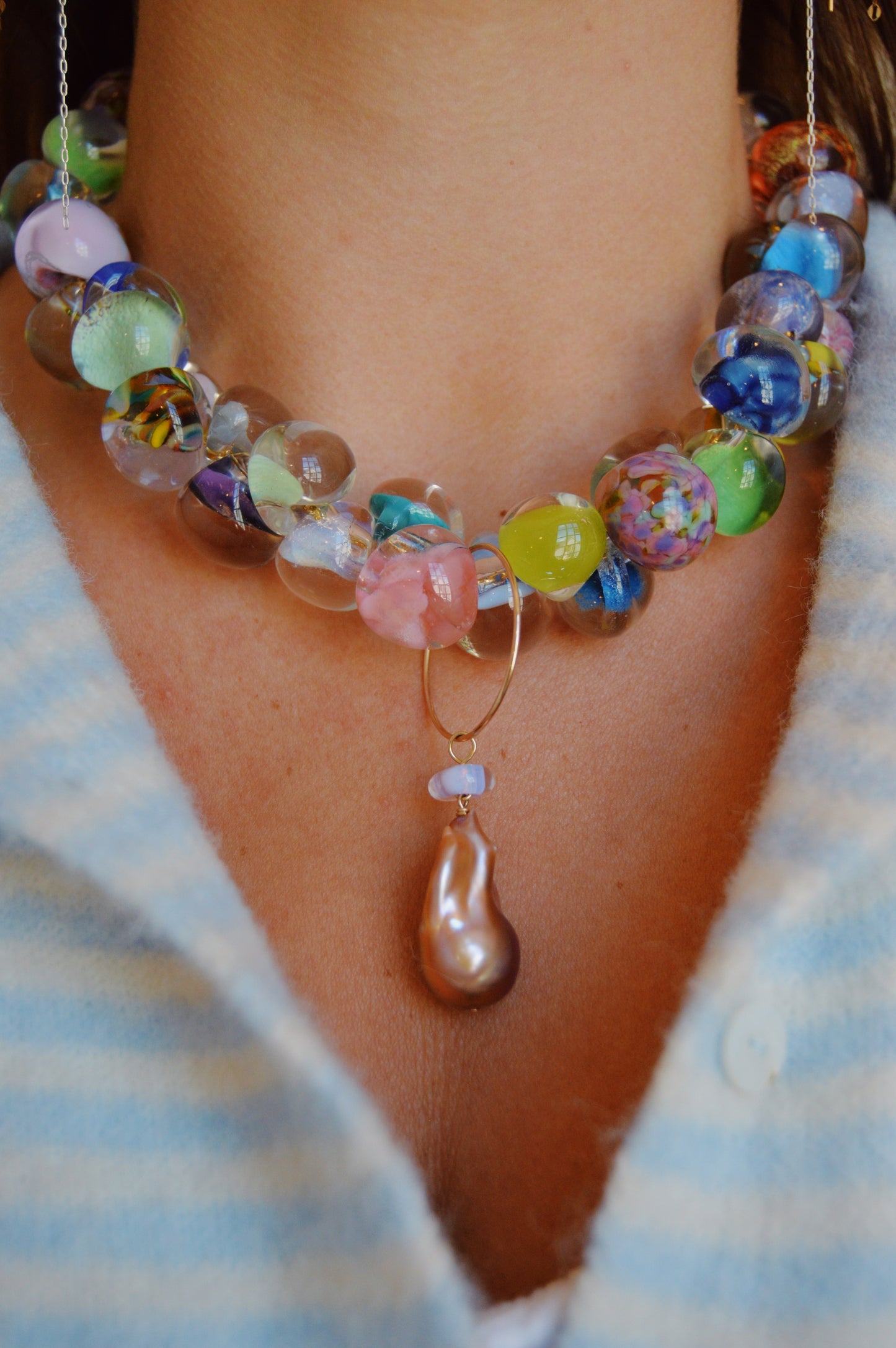 Pearl and Glass Ring Charm