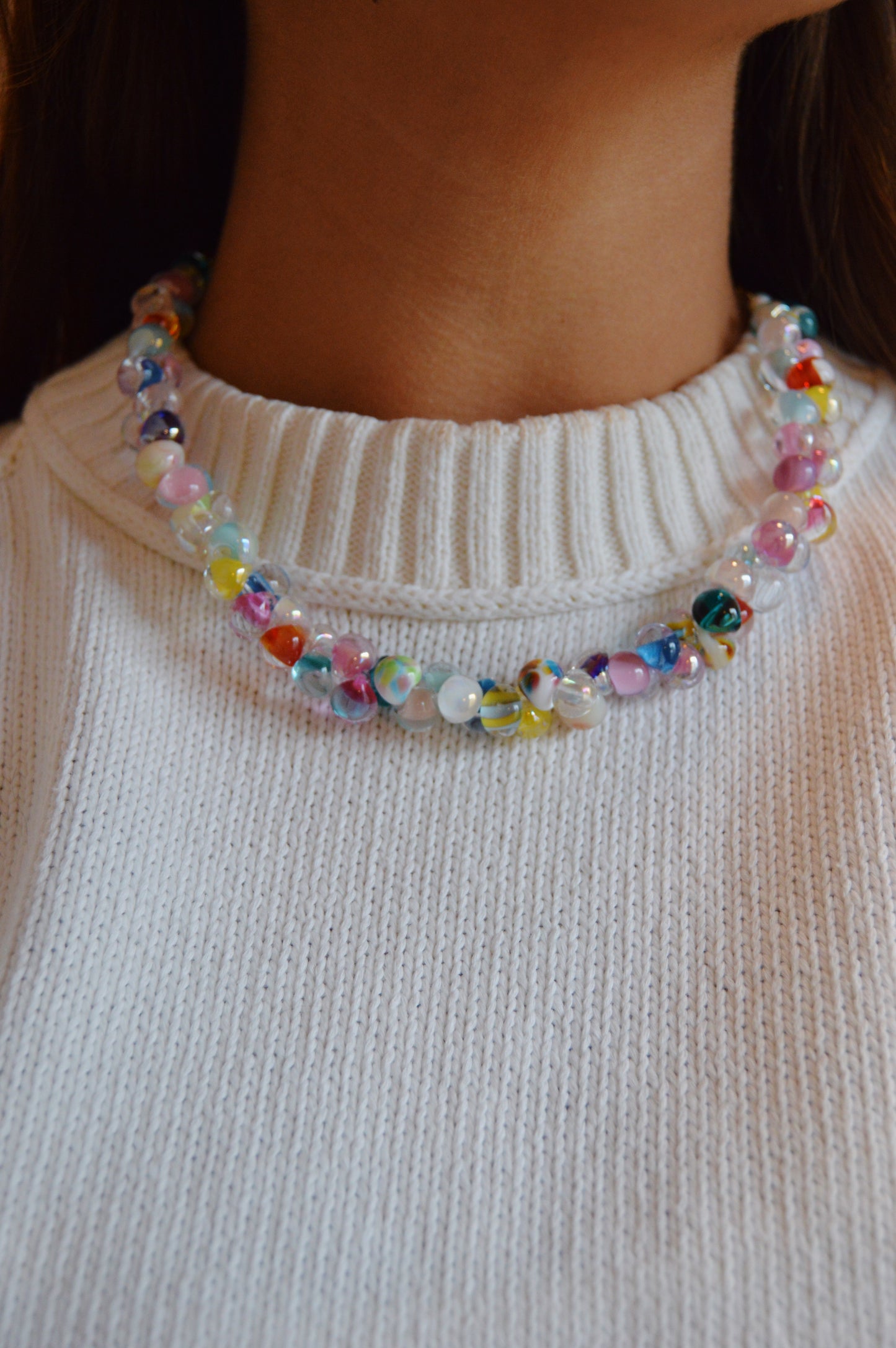 Rainbow Bubble Glass Necklace- Confetti