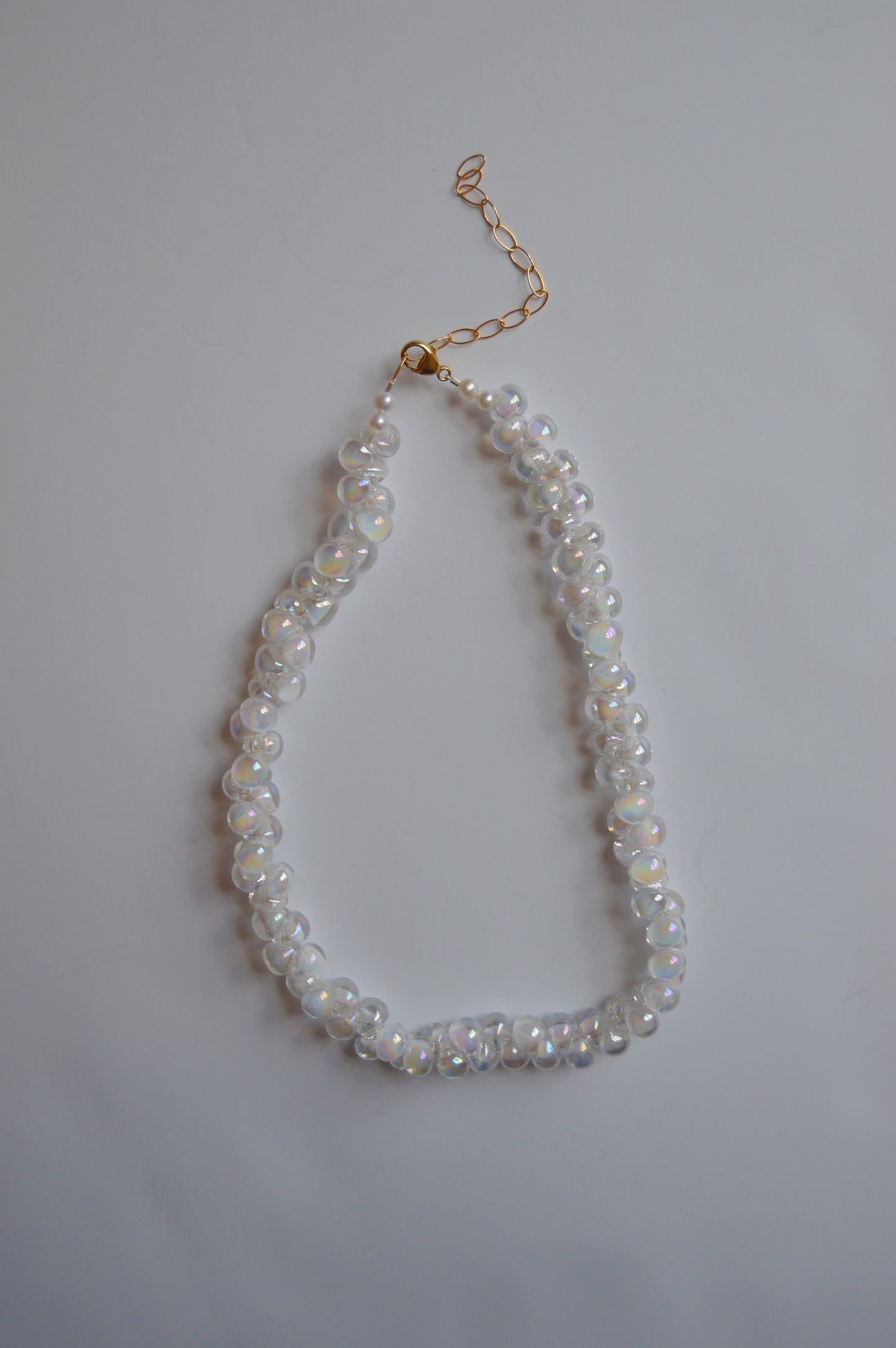 Bubble Glass Necklace- Shimmer White