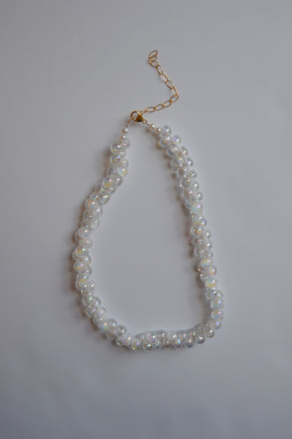 Bubble Glass Necklace- Shimmer White