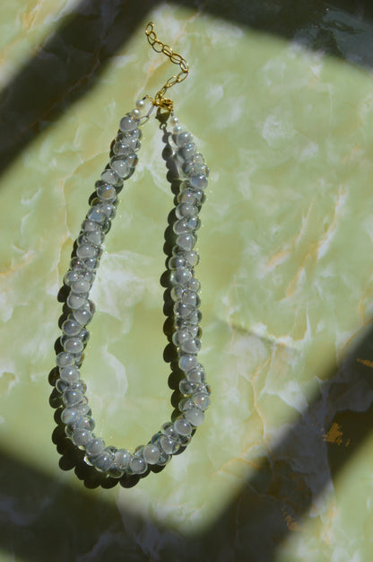 Bubble Glass Necklace- Shimmer Silver