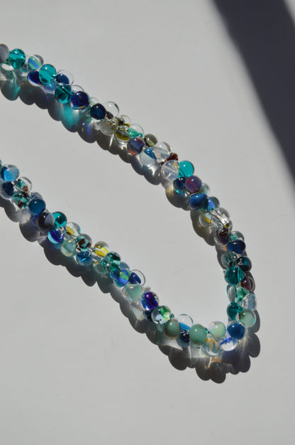 Bubble Glass Necklace- Blue Mix