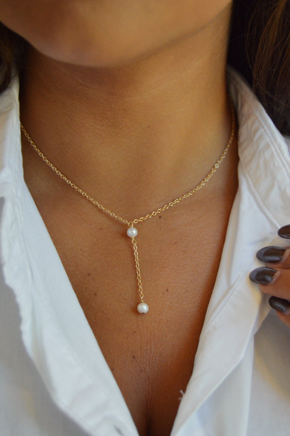Double Pearl Lariat