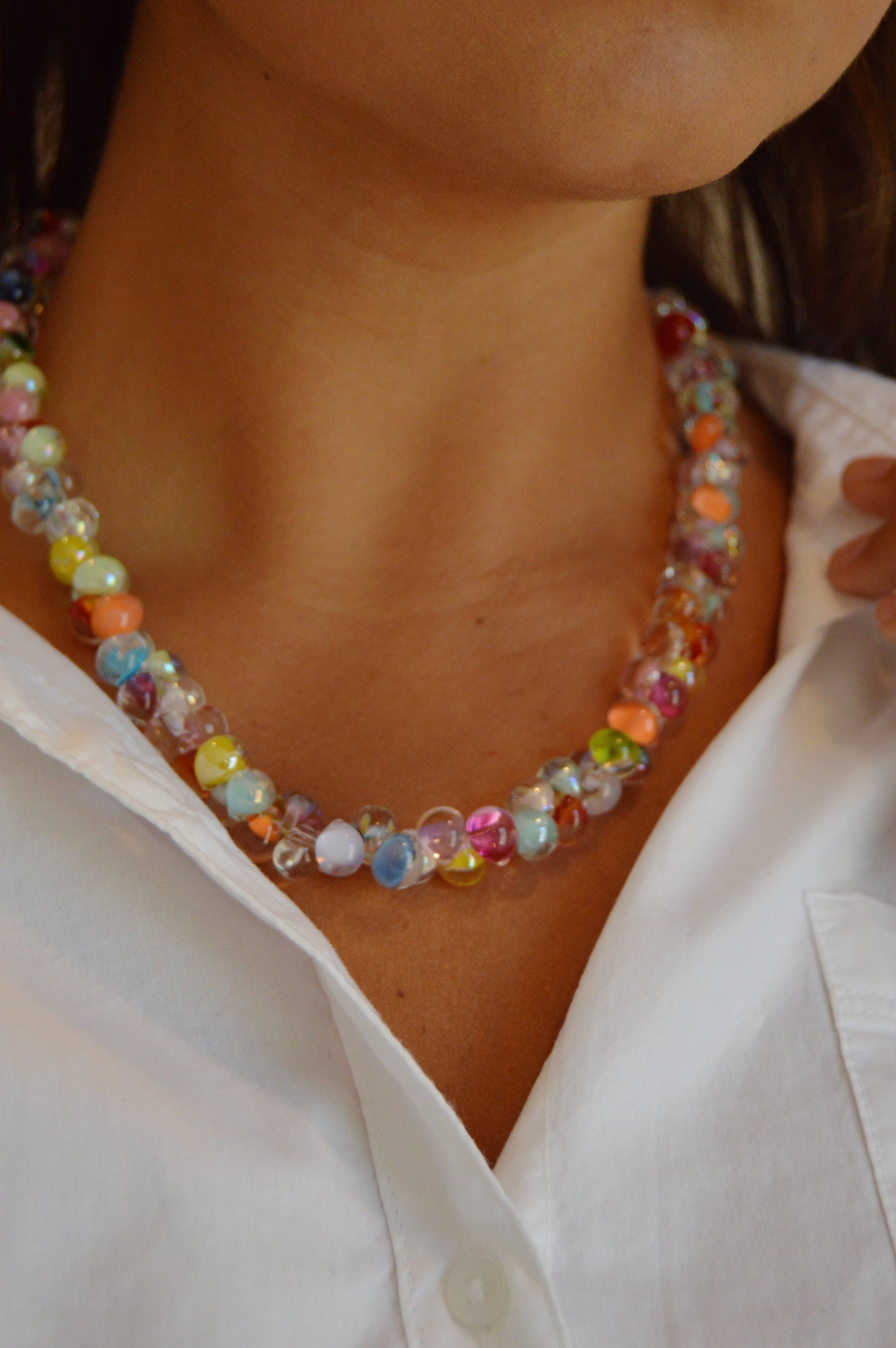 Rainbow Bubble Glass Necklace- Taffy